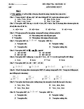2 Đề kiểm tra Chương III môn Hình học 7